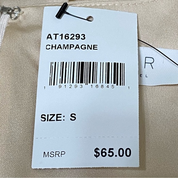 ASTR Satin Puff Sleeve Ruched Deep V Blouse Champagne Boho Top Small NWT - Picture 8 of 10